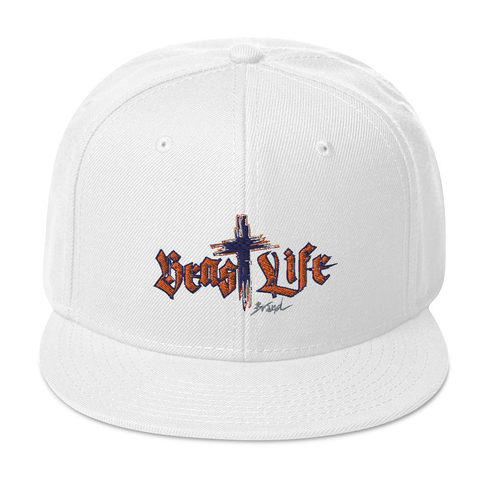 Flat Brim Snapback Hat - White colors / BeastLIFE Logo