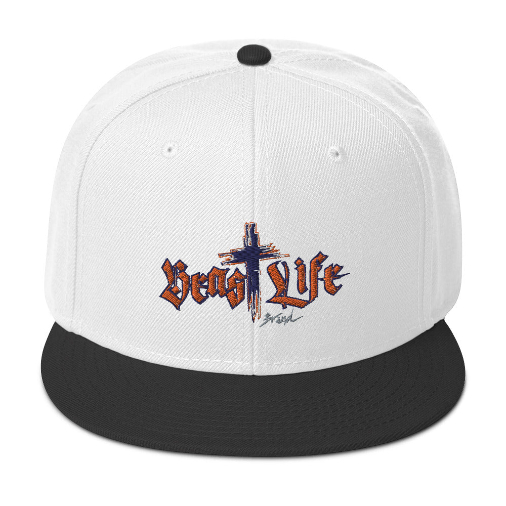 Flat Brim Snapback Hat - White colors / BeastLIFE Logo